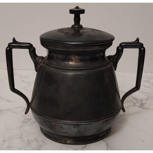 Meriden Hotel Sugar Bowl And Lid Antique Etched  Silver Plate S12